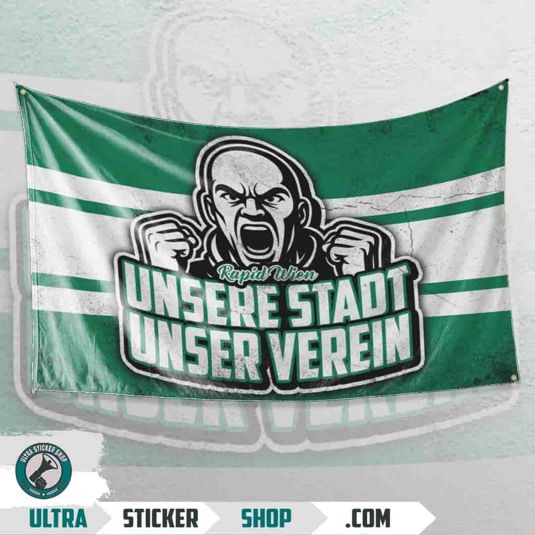 Rapid Wien Unsere Stadt unser verein Bandiera