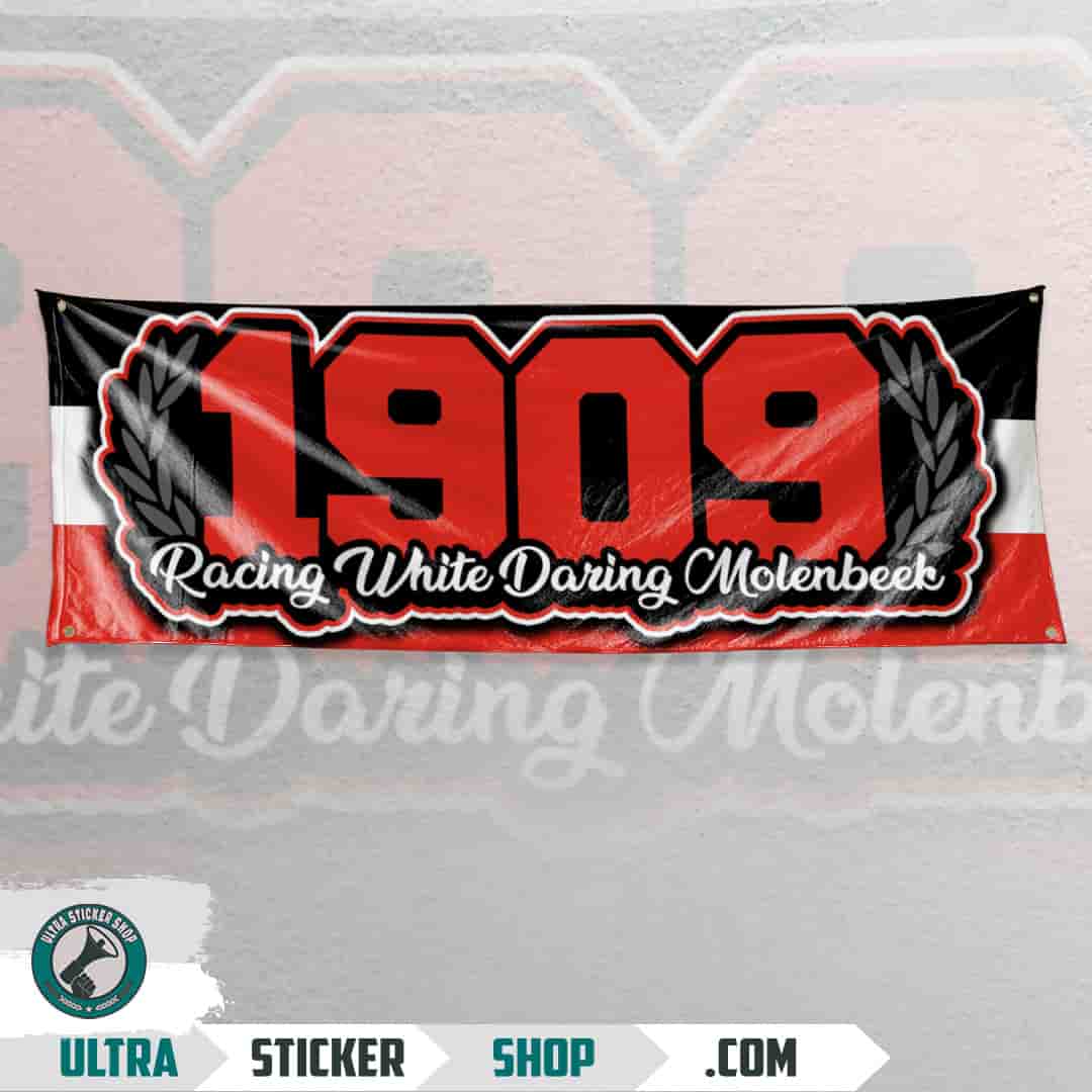 1909 Racing White Daring Molenbeek Flagge
