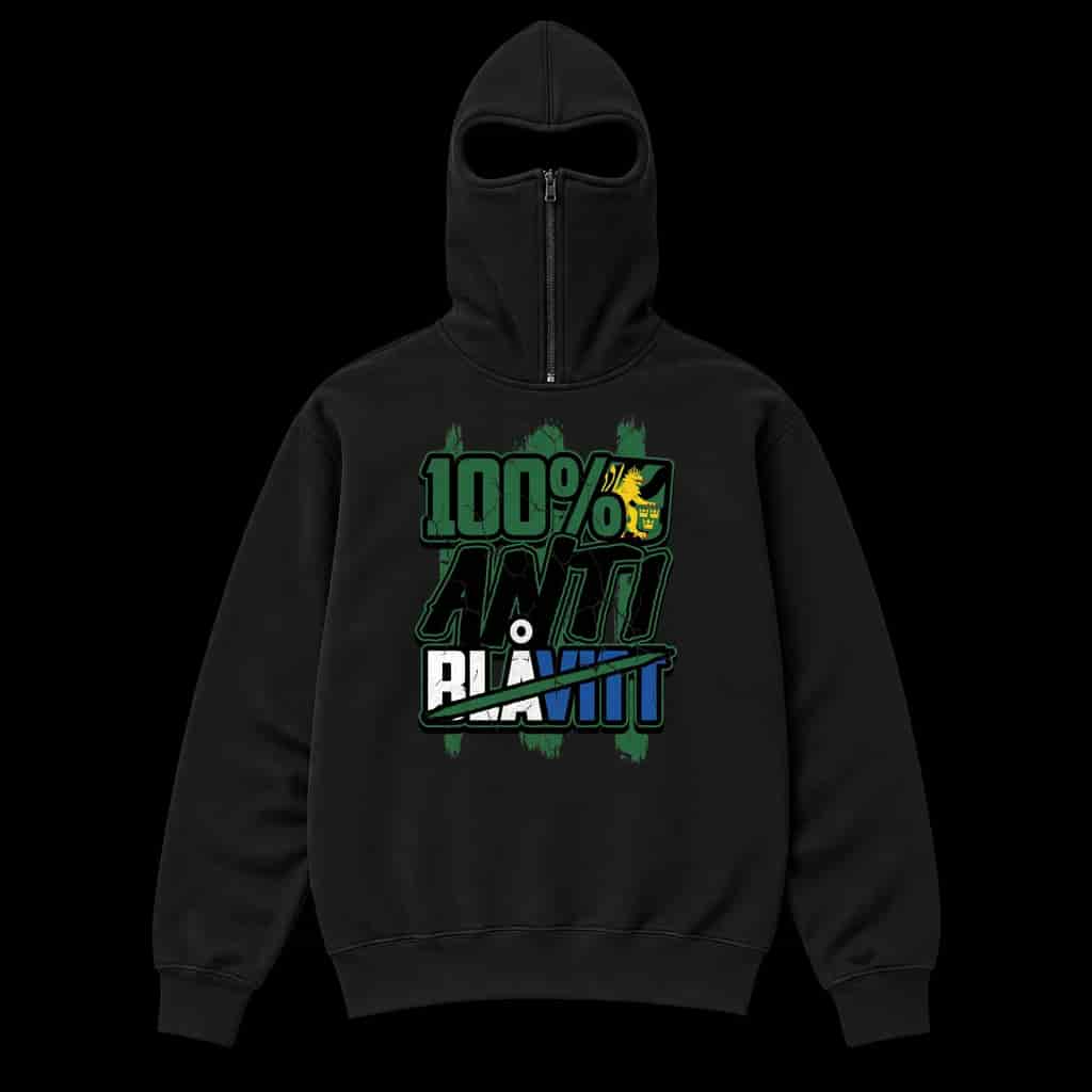 100% anti Blåvitt Ninja Hoodie