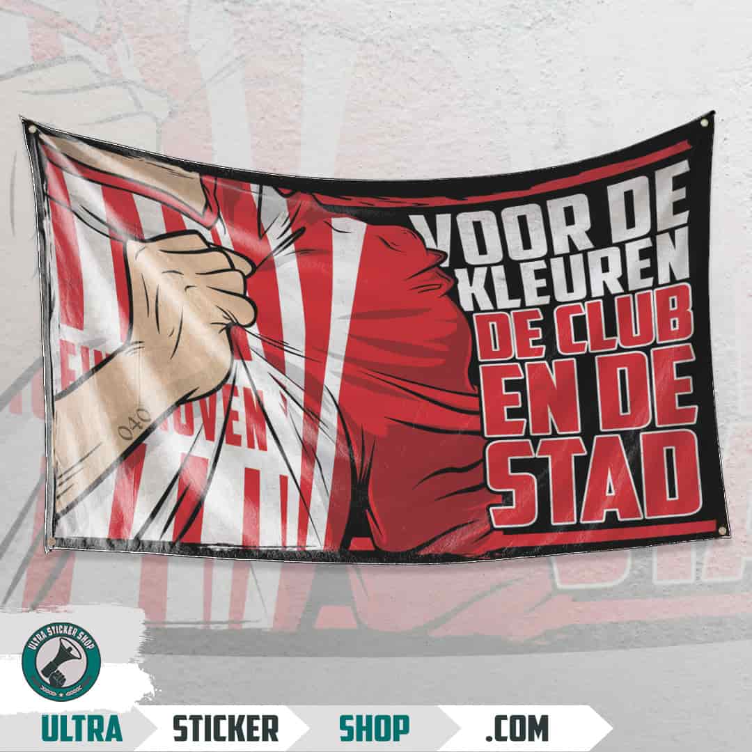 Voor de kleuren de club en de stad-Eindhoven Flagge