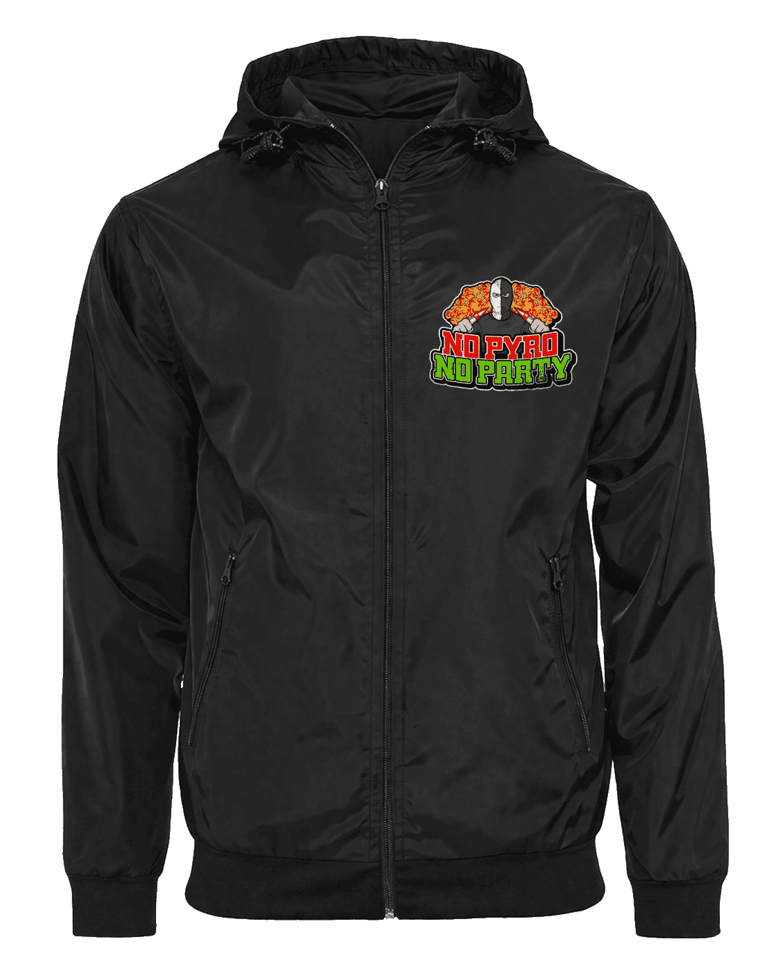 No pyro no party Jacke mit abnehmbarer Balaclava