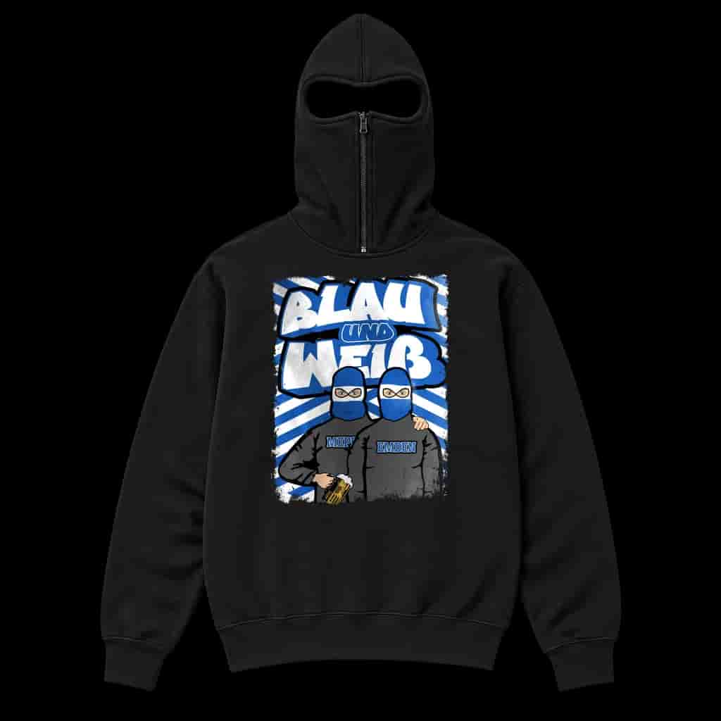 Blau und Weiß Ninja Kapuzenpullover