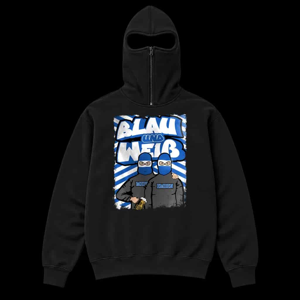Blau und Weiß Ninja Kapuzenpullover