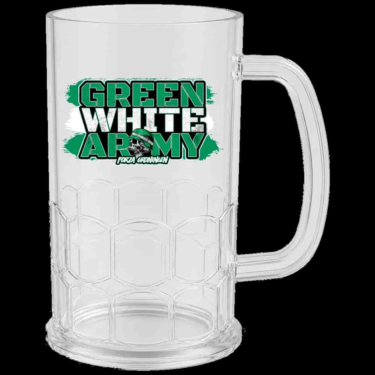 Green white army Pivní hrnek