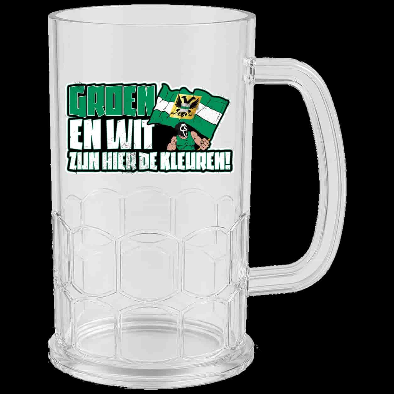 Groen en wit zijn hier de kleuren Pivní hrnek