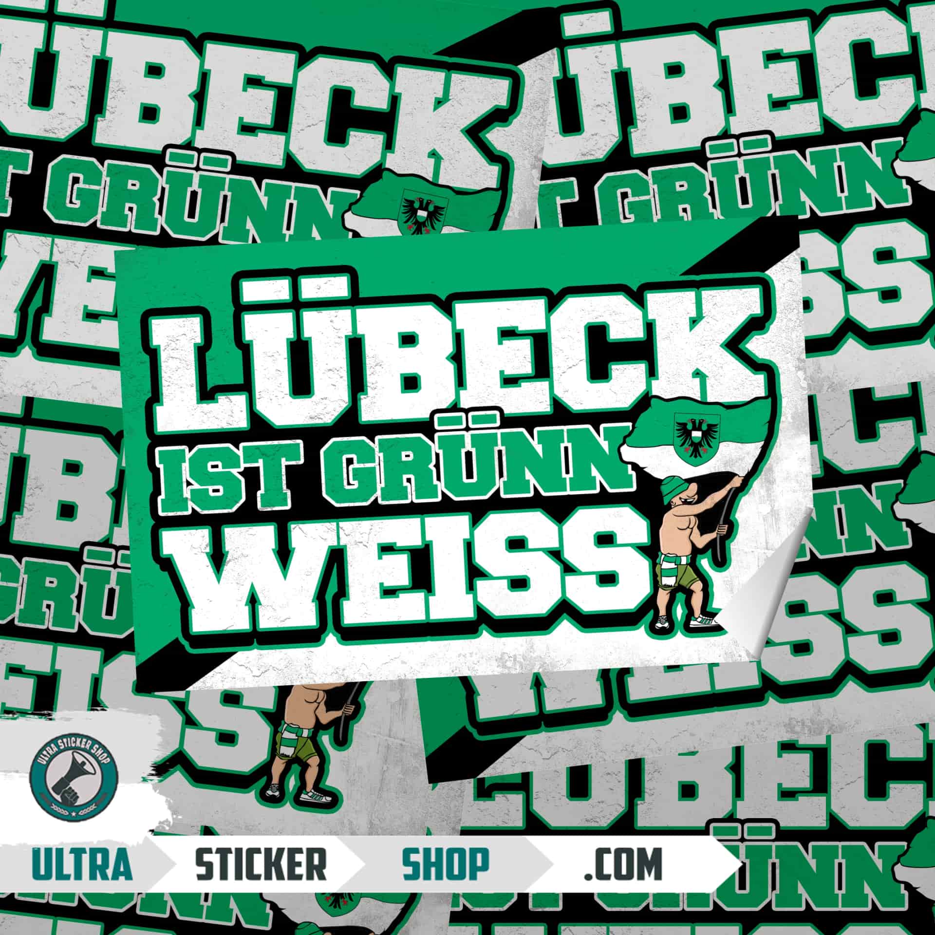 Lübeck ist Grünn weiss Klistermærker