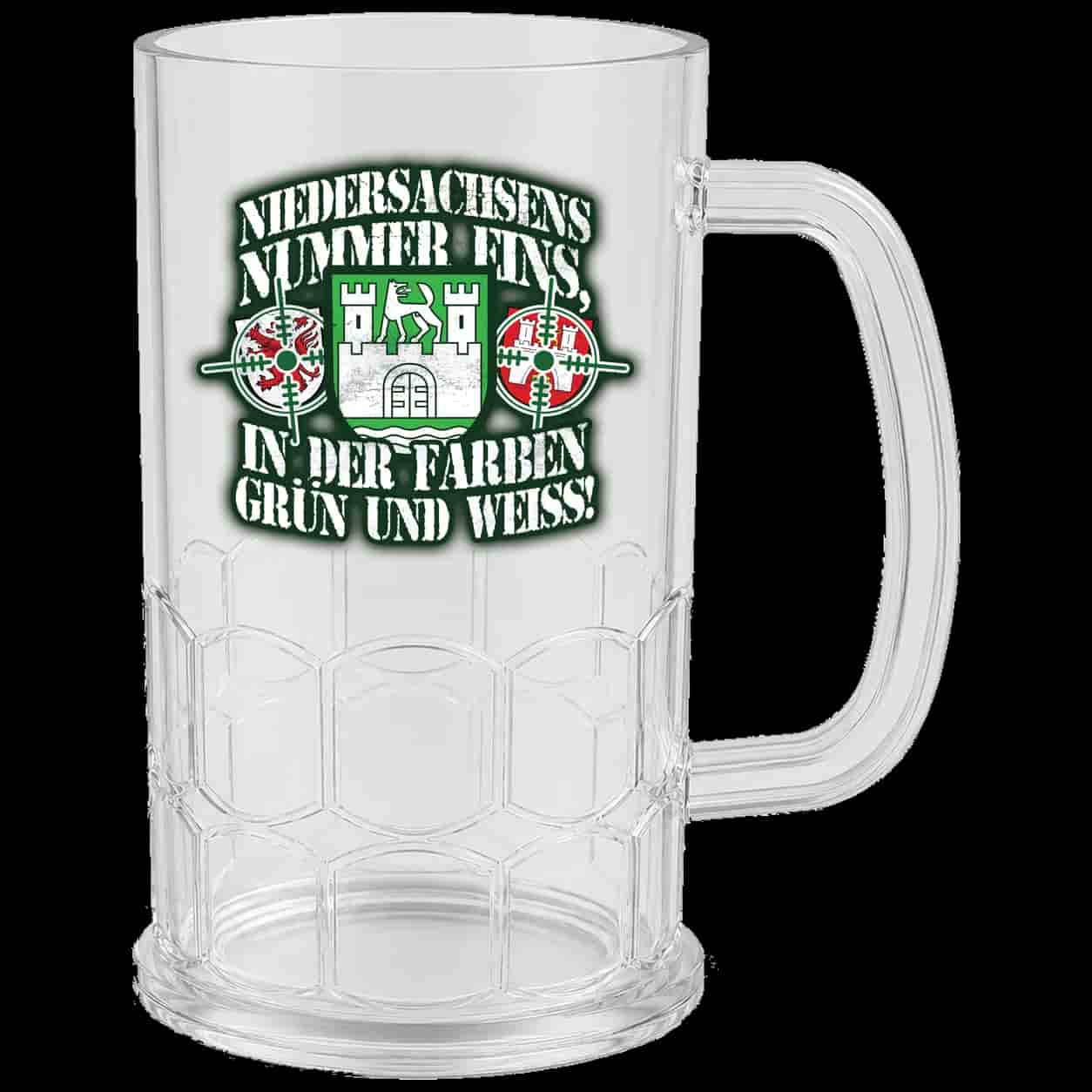 Niedersachsens nummer eins, in den farben grün und weiss Ølkrus