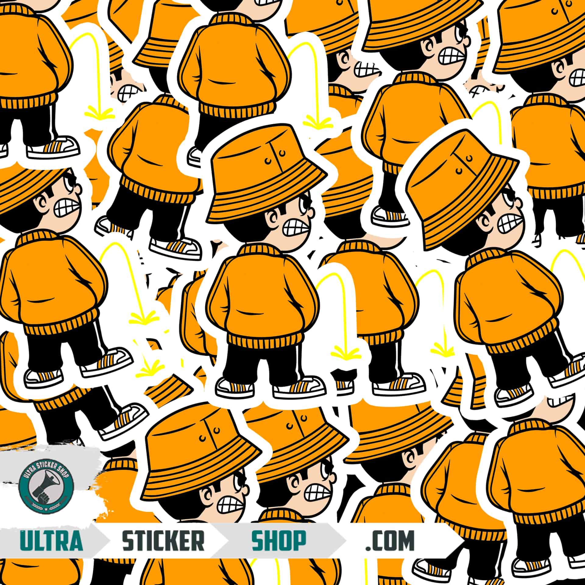 Pee kid orange Aufkleber