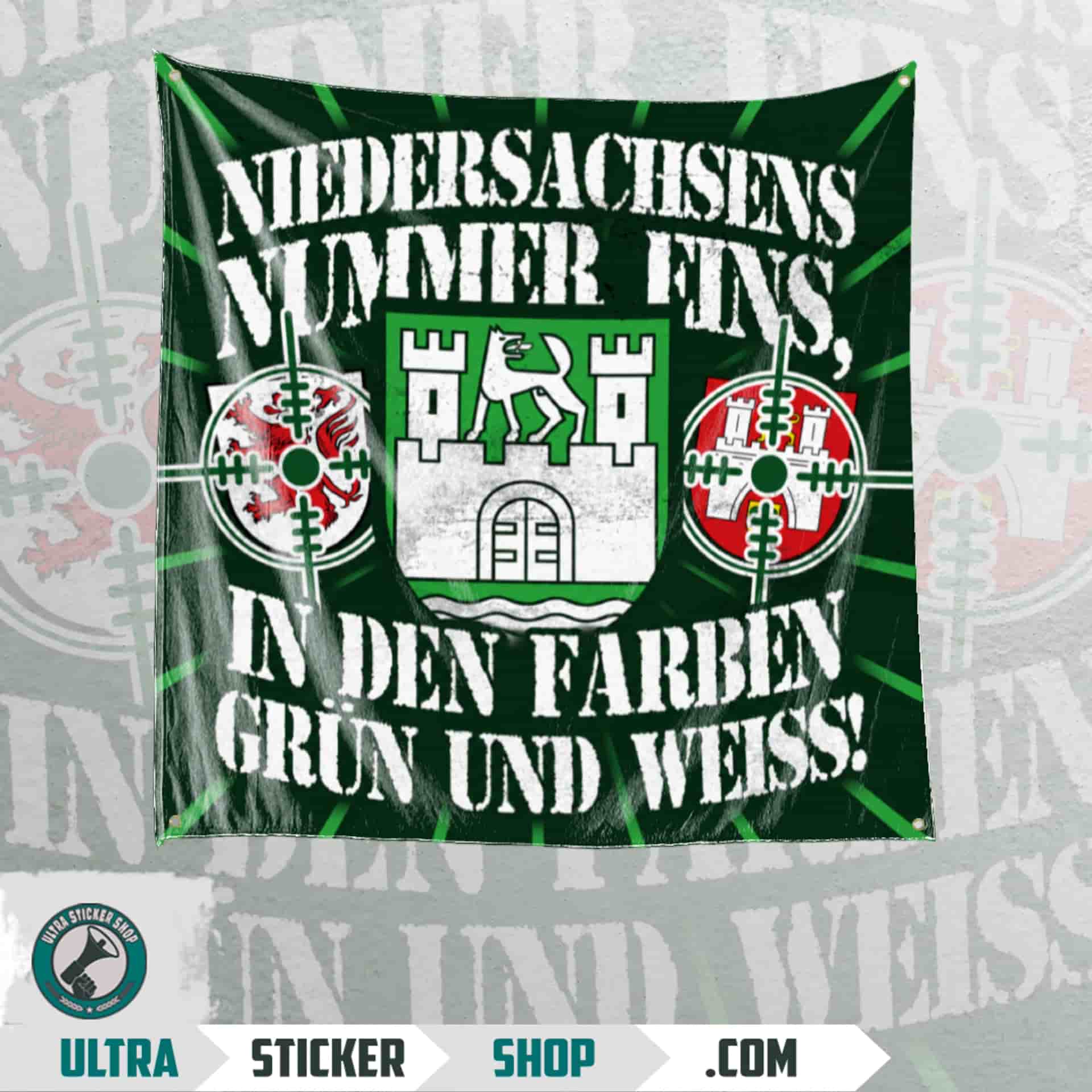 Niedersachsens nummer eins, in den farben grün und weiss Flag